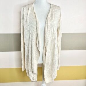 2/$25 Olive & Oak Off White Cotton Coastal Bohemian Western Woven Knit Cardigan